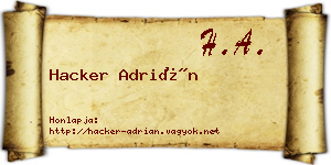 Hacker Adrián névjegykártya
